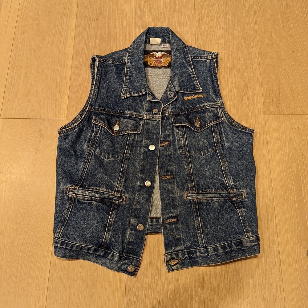 Vintage Denim Vest with Button Closure